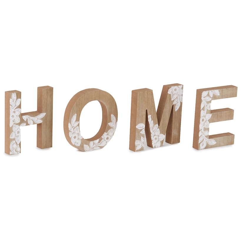 Carved Wood Home Letters with Floral Designs