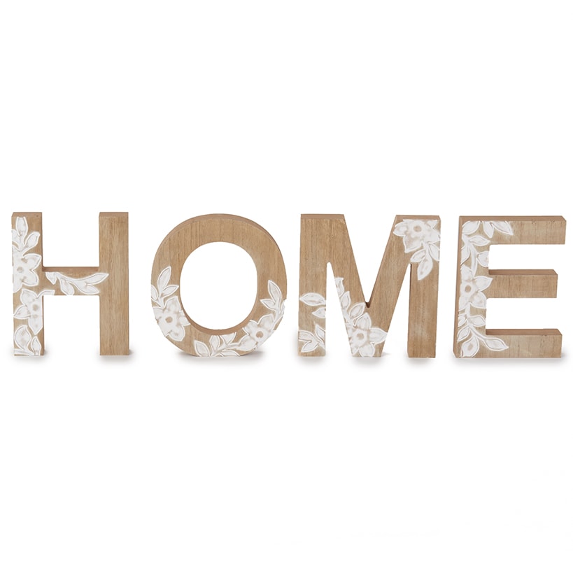 Carved Wood Home Letters with Floral Designs